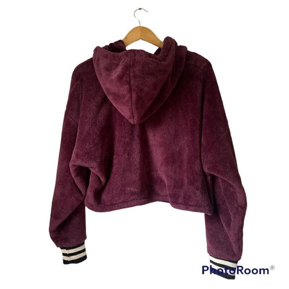 Champion Super Fleece Faux Fur Cropped Cut Off Po Hood-Felt C Sweatshirt - Picture 4 of 14